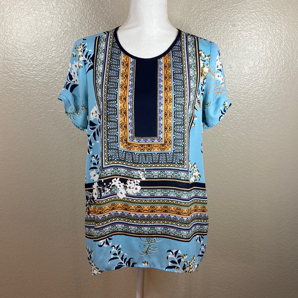 DR2 Blue Short Sleeve Blouse Size S
